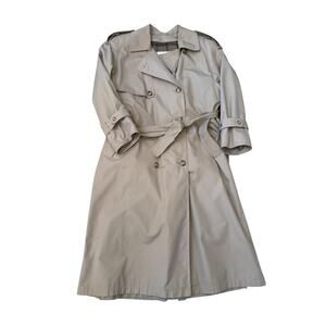 VTG Towne London Fog Women 6 Petite Long Trench Coat Jacket Plaid Wool Insulated